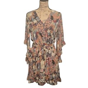 Vibrant Floral Ruffle Dress Nwot No Brand Label Size Medium Women's